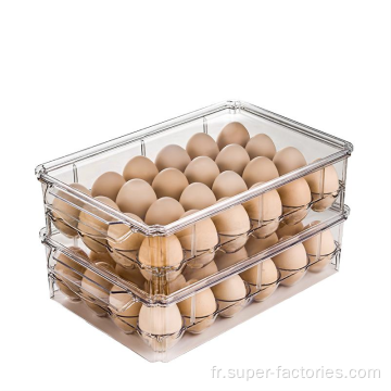 Boîte de rangement en plastique pour œufs empilables de grande taille